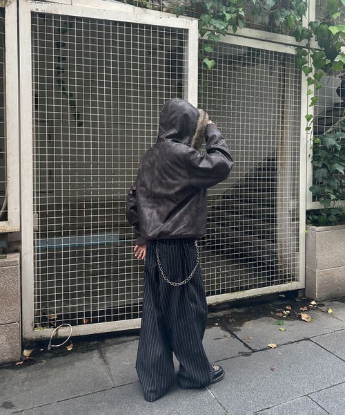 kutir（クティール）の「2WAY FAKEFUR HOOD ZIP BLOUSON／2WAYフェイクファーフードジップブルゾン（ブルゾン・メンズ・ブラック/ネイビー/ブラウン/カーキ・SMALL/MEDIUM/LARGE）」の19枚目の写真