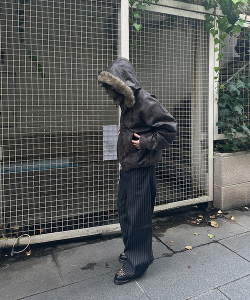 kutir（クティール）の「2WAY FAKEFUR HOOD ZIP BLOUSON／2WAYフェイクファーフードジップブルゾン（ブルゾン・メンズ・ブラック/ネイビー/ブラウン/カーキ・SMALL/MEDIUM/LARGE）」の17枚目の写真