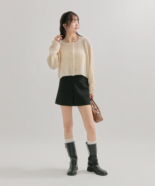 mystic（ミスティック）の「【もちふわ素材 / 着膨れしない厚み◎】スクエアネックニットカーディガン（カーディガン/ボレロ・レディース・レッド/ブラック/グレー/オフホワイト・FREE）」の10枚目の写真