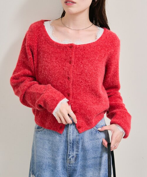 セール】【もちふわ素材 / 着膨れしない厚み◎】スクエアネックニット