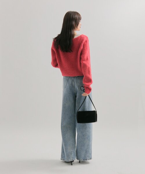 mystic（ミスティック）の「【もちふわ素材 / 着膨れしない厚み◎】スクエアネックニットカーディガン（カーディガン/ボレロ・レディース・レッド/ブラック/グレー/オフホワイト・FREE）」の9枚目の写真