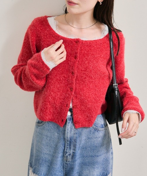 セール】【もちふわ素材 / 着膨れしない厚み◎】スクエアネックニット