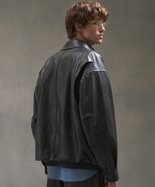 ビンテージライクオーバーサイズレザーブルゾン（ブルゾン）｜PUBLIC
