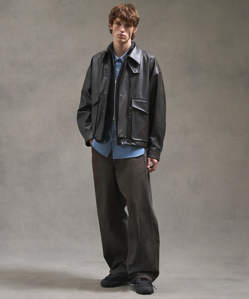 ビンテージライクオーバーサイズレザーブルゾン（ブルゾン）｜PUBLIC