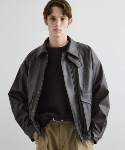 ビンテージライクオーバーサイズレザーブルゾン（ブルゾン）｜PUBLIC