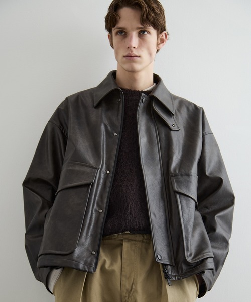 ビンテージライクオーバーサイズレザーブルゾン（ブルゾン）｜PUBLIC