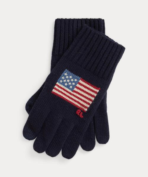 新品フラッグインターシャ ウールブレンド タッチ グローブ フラッグインターシャ ウールブレンド タッチ グローブ（手袋）｜POLO