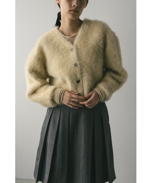 STYLEMIXER（スタイルミキサー）の「ダブルクロスシャギーニットカーデ（カーディガン/ボレロ・レディース・キャメル/ブラック/アイボリー・FREE）」の6枚目の写真