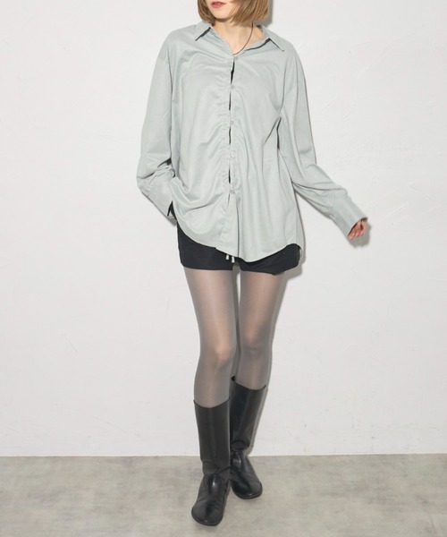 leimn（レイムン）の「スウェードフロントドロストシャツ（シャツ/ブラウス・レディース・チャコールグレー/ライトグレー・M）」の14枚目の写真