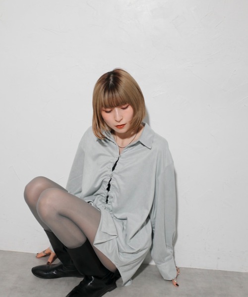 leimn（レイムン）の「スウェードフロントドロストシャツ（シャツ/ブラウス・レディース・チャコールグレー/ライトグレー・M）」の17枚目の写真