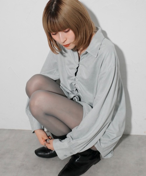 leimn（レイムン）の「スウェードフロントドロストシャツ（シャツ/ブラウス・レディース・チャコールグレー/ライトグレー・M）」の18枚目の写真