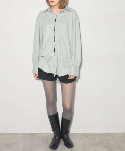 leimn（レイムン）の「スウェードフロントドロストシャツ（シャツ/ブラウス・レディース・チャコールグレー/ライトグレー・M）」の15枚目の写真