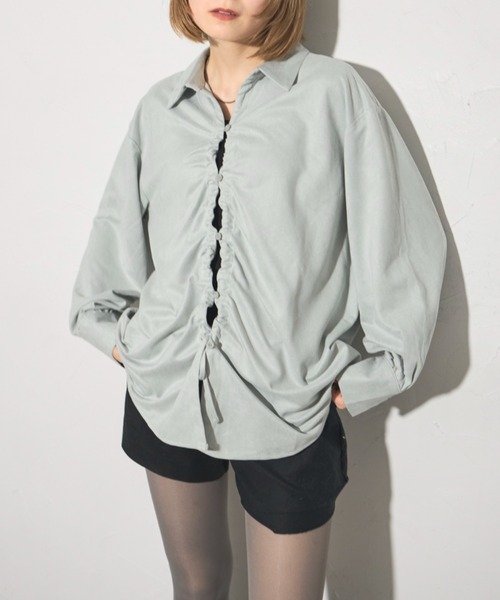 leimn（レイムン）の「スウェードフロントドロストシャツ（シャツ/ブラウス・レディース・チャコールグレー/ライトグレー・M）」の11枚目の写真