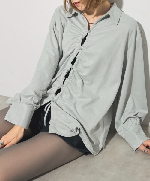 leimn（レイムン）の「スウェードフロントドロストシャツ（シャツ/ブラウス・レディース・チャコールグレー/ライトグレー・M）」の12枚目の写真