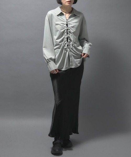 leimn（レイムン）の「スウェードフロントドロストシャツ（シャツ/ブラウス・レディース・チャコールグレー/ライトグレー・M）」の21枚目の写真