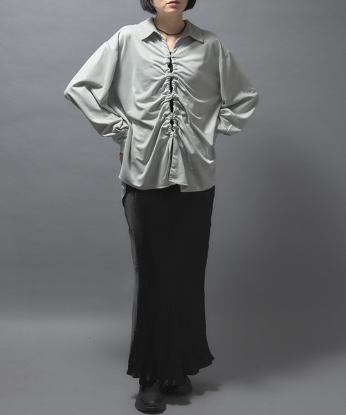 leimn（レイムン）の「スウェードフロントドロストシャツ（シャツ/ブラウス・レディース・チャコールグレー/ライトグレー・M）」の22枚目の写真