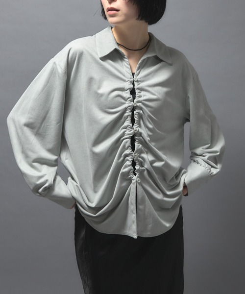 leimn（レイムン）の「スウェードフロントドロストシャツ（シャツ/ブラウス・レディース・チャコールグレー/ライトグレー・M）」の19枚目の写真