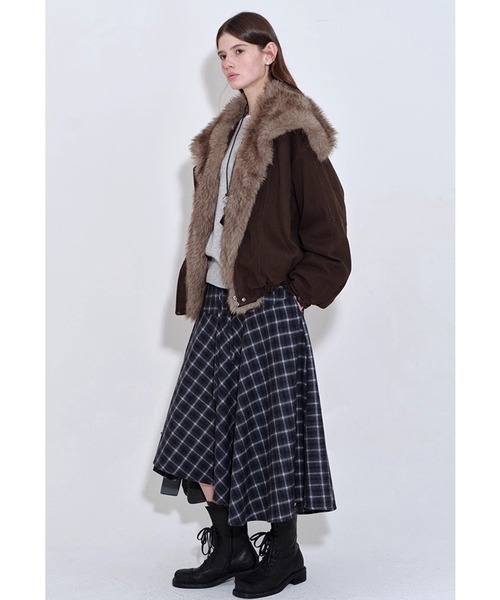 フェイクファーカラー ショートダウンジャケット FQ25Y012【Fano