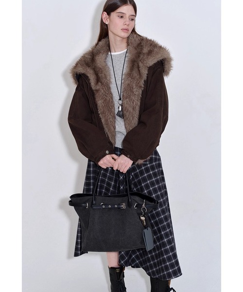 フェイクファーカラー ショートダウンジャケット FQ25Y012【Fano