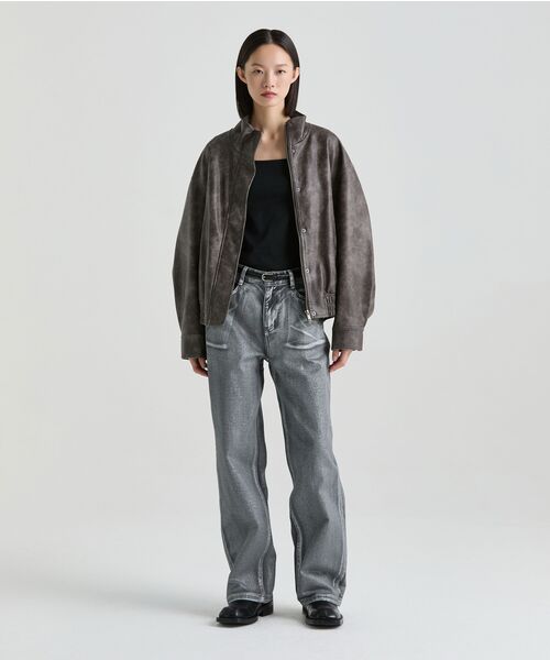MUSINSA STANDARD WOMAN（ムシンサスタンダードウーマン）の「ウィメンズシルバーペインテッドレギュラーフィットデニムパンツ[シルバー]（デニムパンツ・レディース・その他・30/24/25/26/27/28/29）」の6枚目の写真