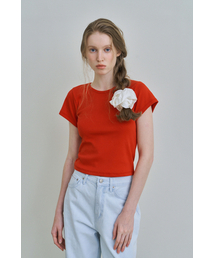WITHOUT SUMMER（ウィズアウトサマ）の「Label basic t-shirt_red（Tシャツ/カットソー）」