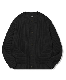 TRILLION（トリリオン）の「Washable Button Up Crew Neck Cardigan Knit (BLACK)（カーディガン/ボレロ）」