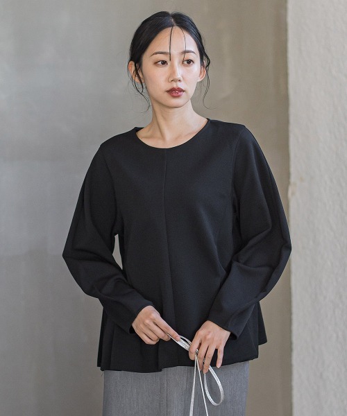 Droite lautreamont(ドロワットロートレアモン)の「サンディカットジョーゼット≪手洗い可能≫(Tシャツ/カットソー・レディース・オフホワイト/ブラック・M)」の2枚目の写真