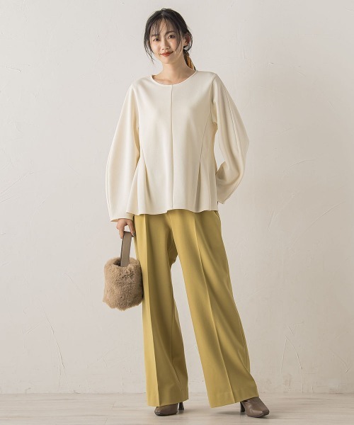 Droite lautreamont(ドロワットロートレアモン)の「サンディカットジョーゼット≪手洗い可能≫(Tシャツ/カットソー・レディース・オフホワイト/ブラック・M)」の7枚目の写真