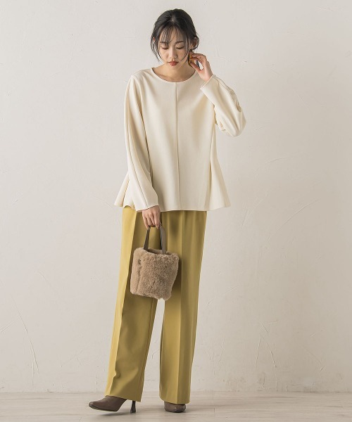 Droite lautreamont(ドロワットロートレアモン)の「サンディカットジョーゼット≪手洗い可能≫(Tシャツ/カットソー・レディース・オフホワイト/ブラック・M)」の8枚目の写真