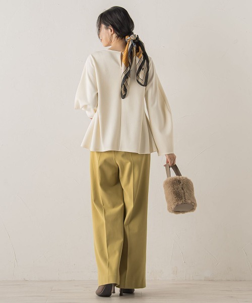 Droite lautreamont(ドロワットロートレアモン)の「サンディカットジョーゼット≪手洗い可能≫(Tシャツ/カットソー・レディース・オフホワイト/ブラック・M)」の10枚目の写真