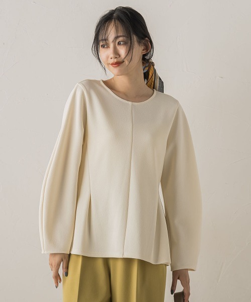 Droite lautreamont(ドロワットロートレアモン)の「サンディカットジョーゼット≪手洗い可能≫(Tシャツ/カットソー・レディース・オフホワイト/ブラック・M)」の4枚目の写真