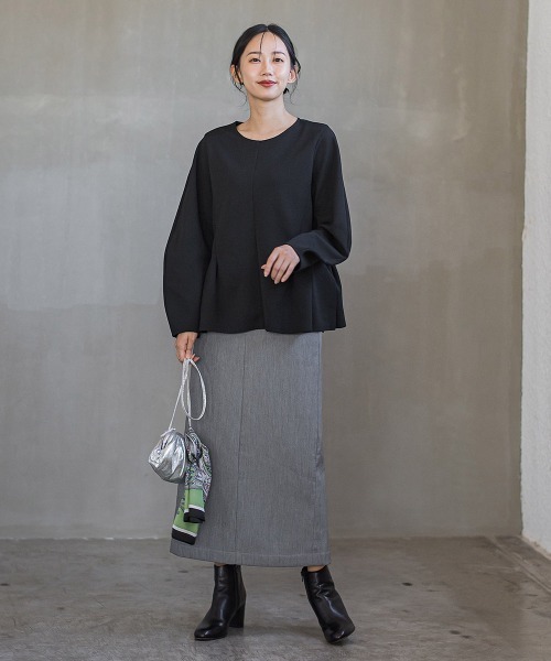 Droite lautreamont(ドロワットロートレアモン)の「サンディカットジョーゼット≪手洗い可能≫(Tシャツ/カットソー・レディース・オフホワイト/ブラック・M)」の14枚目の写真