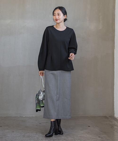 Droite lautreamont(ドロワットロートレアモン)の「サンディカットジョーゼット≪手洗い可能≫(Tシャツ/カットソー・レディース・オフホワイト/ブラック・M)」の15枚目の写真