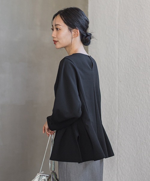 Droite lautreamont(ドロワットロートレアモン)の「サンディカットジョーゼット≪手洗い可能≫(Tシャツ/カットソー・レディース・オフホワイト/ブラック・M)」の12枚目の写真