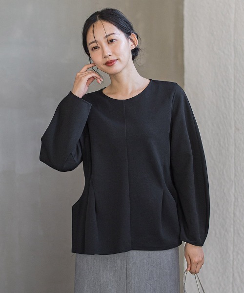 Droite lautreamont(ドロワットロートレアモン)の「サンディカットジョーゼット≪手洗い可能≫(Tシャツ/カットソー・レディース・オフホワイト/ブラック・M)」の11枚目の写真