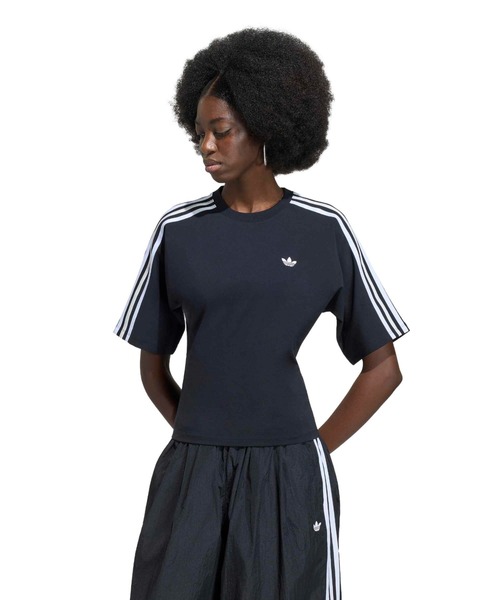 adidas（アディダス）の「adidas ADILENIUM 5.0 SLIM SS TEE / アディダス スリム ショートスリーブ ティー（Tシャツ/カットソー・レディース・ブラック・S/M/L）」の2枚目の写真