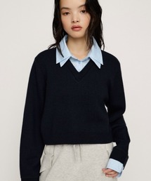 LAYERED LIKE CROP KNIT TOPS レイヤードライク クロップ ニット トップス 秋服 冬服