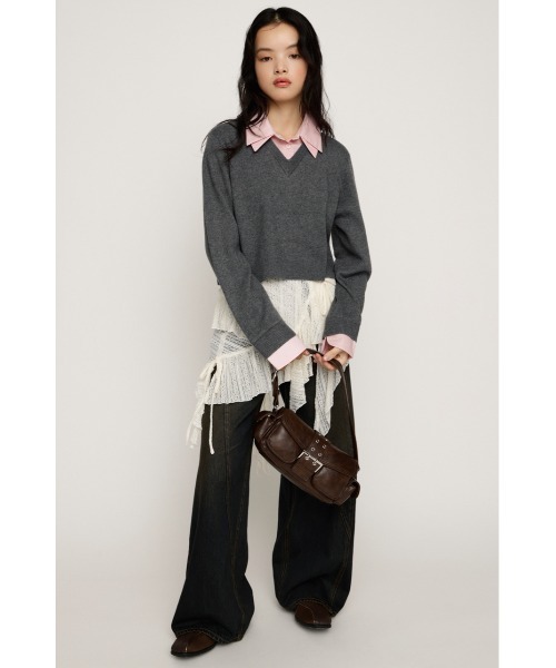 LAYERED LIKE CROP KNIT TOPS レイヤードライク クロップ ニット