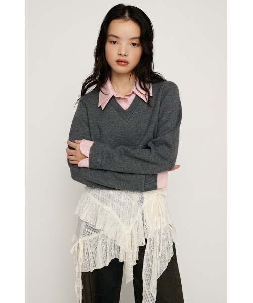 SLY LAYERED LIKE CROP KNIT トップス 新品 LAYERED LIKE CROP KNIT TOPS レイヤードライク クロップ ニット