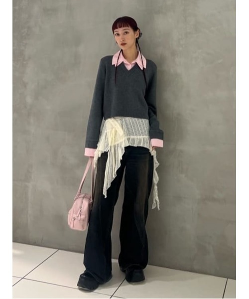 SLY（スライ）の「LAYERED LIKE CROP KNIT TOPS レイヤードライク