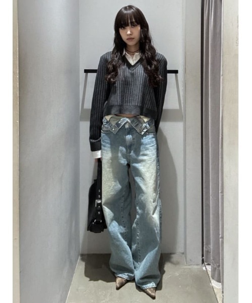 SLY（スライ）の「LAYERED LIKE CROP KNIT TOPS レイヤードライク