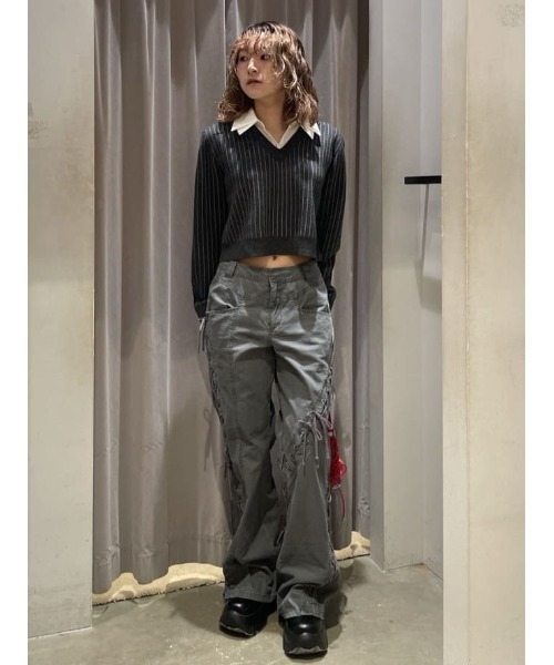 LAYERED LIKE CROP KNIT TOPS レイヤードライク クロップ ニット