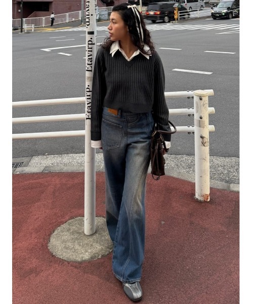 SLY（スライ）の「LAYERED LIKE CROP KNIT TOPS レイヤードライク