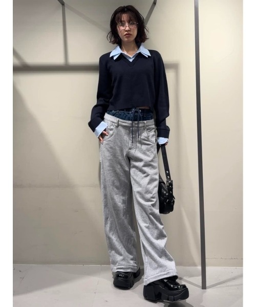 LAYERED LIKE CROP KNIT TOPS レイヤードライク クロップ ニット