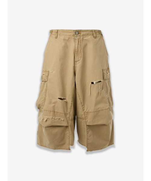 Blip Destroyed Bermuda Work Pants _ Beige