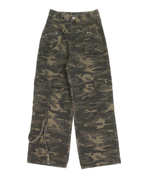 ANAP（アナップ）の「カモフラージュ ワイドレッグ デザイン カーゴパンツ（カーゴパンツ・レディース・カーキ・S/M）」の7枚目の写真