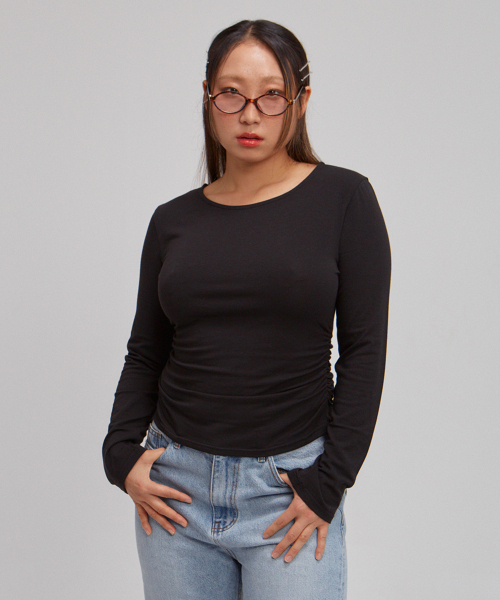SALON DE YOHN(サロンドヨーン)の「Basic Shirring Long Sleeve T_ Black(Tシャツ/カットソー・レディース・その他・LARGE/MEDIUM/SMALL)」の2枚目の写真
