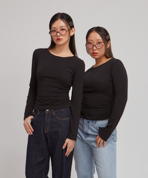 SALON DE YOHN(サロンドヨーン)の「Basic Shirring Long Sleeve T_ Black(Tシャツ/カットソー・レディース・その他・LARGE/MEDIUM/SMALL)」の3枚目の写真