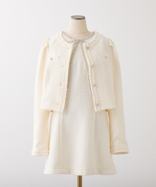 one after another NICE CLAUP（ワンアフターアナザーナイスクラップ）の「【Twinkle collection】ビジューボタンジャケット（ノーカラージャケット・レディース・ブラック/サックスブルー/アイボリー・FREE）」の14枚目の写真