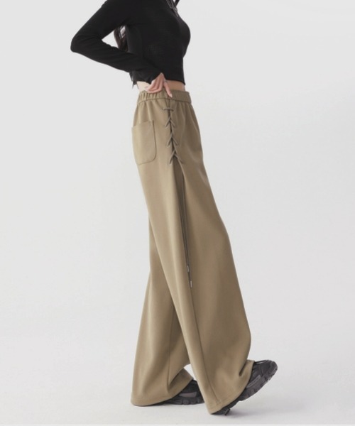 gossip!ロサンゼルス(ゴシップロサンゼルス)の「Y2Kガーリー ルーズストレートパンツ/スウェットパンツ(スウェットパンツ・レディース・ブラック/カーキ/グレー/ライトグレー・M)」の11枚目の写真